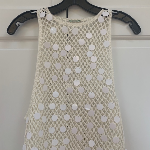 Caroline Constas White Sleeveless Crochet Coverup Sz Small - Picture 14 of 16